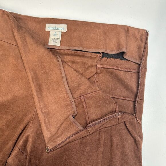 Sundance Pants Womens 8 Faux Suede Brown Legging Skinny Moto Zip Hem Academia - Picture 9 of 14